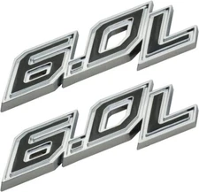 2pcs OEM 6.0L Emblem Fender 6.0L Badge 3D Compatible 3D Decals Chrome
