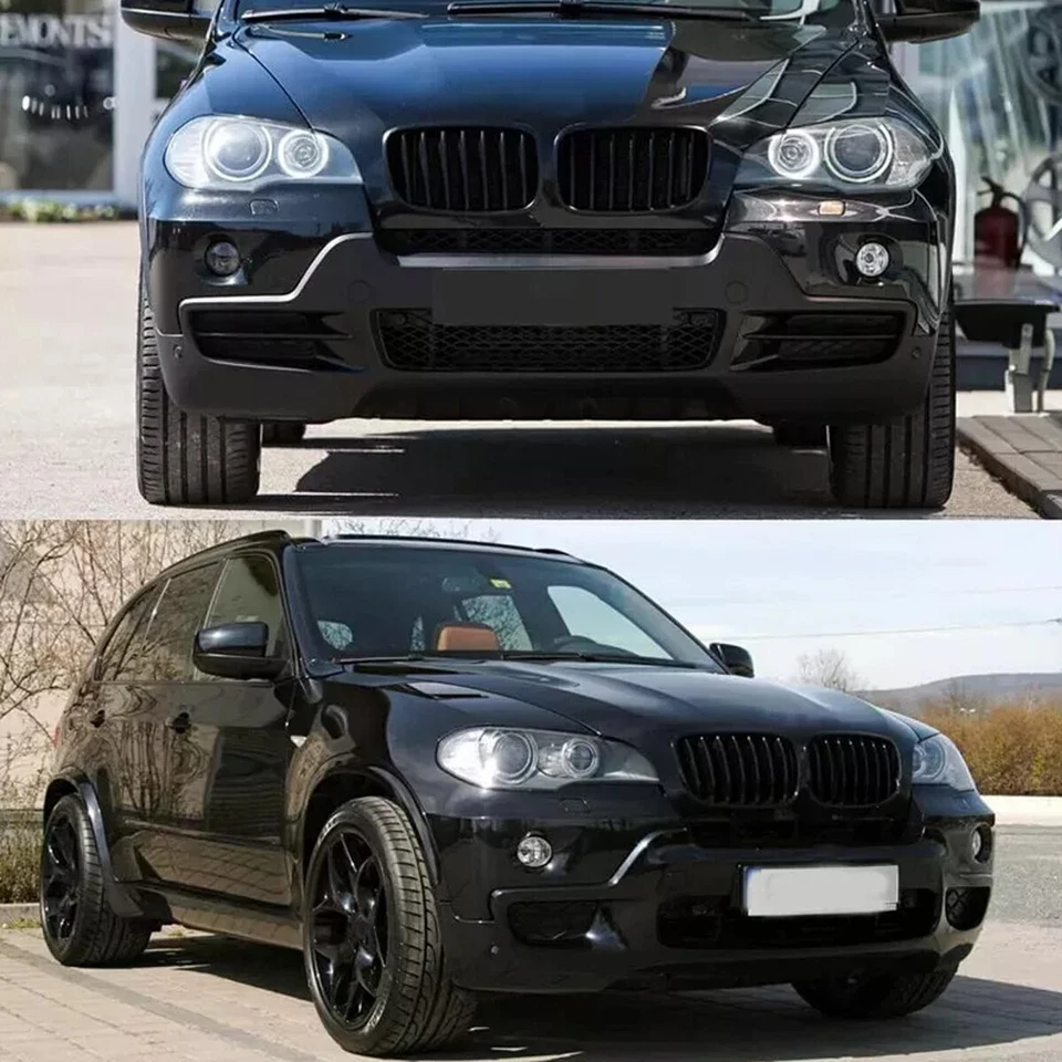 2x Front Bumper Kidney Grille Grill Glossy Black For BMW X5 X6 E70 E71 2007-2013 Foto 3 de 4