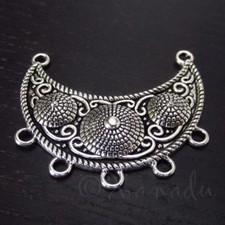Crescent Moon 47mm Antique Silver Plated Connector Pendant C3329 - 2, 5 Or 10PCs