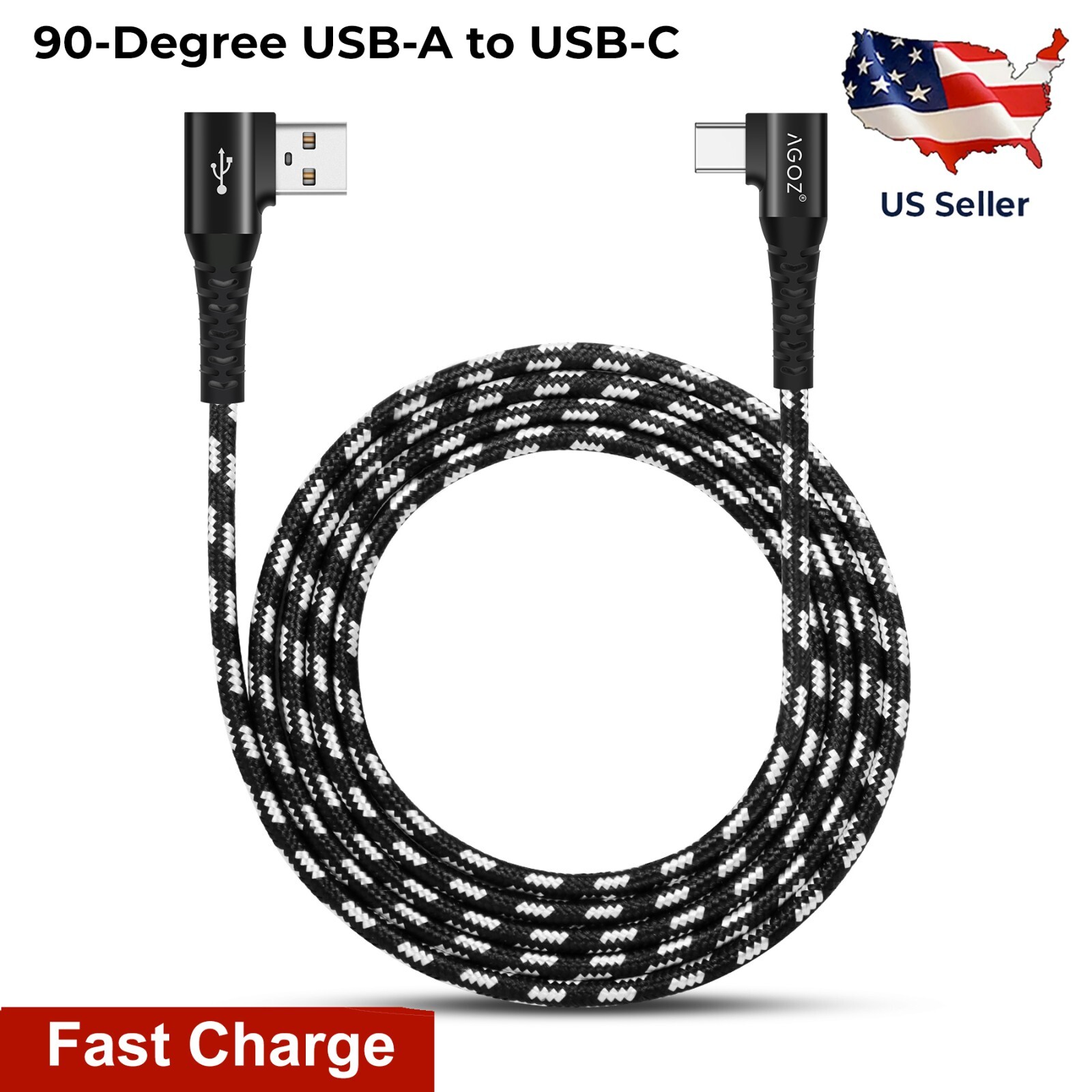 L Shape 90° USB-C Cable Fast Charger Right Angle Type-C Cord for Samsung Galaxy