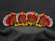 FOUR Ty Beanie Babies 1997 Gobbles The Turkey Plush Stuffed Animal Retired