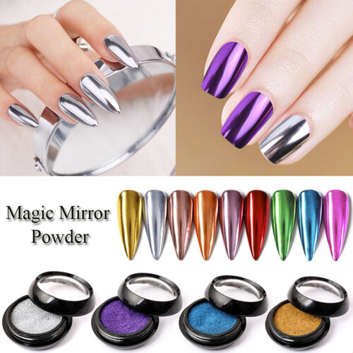 Womens Mirror Powder Dust Glitter Nail Art Chrome Pigment Manicure Dec s2 - Picture 1 of 26