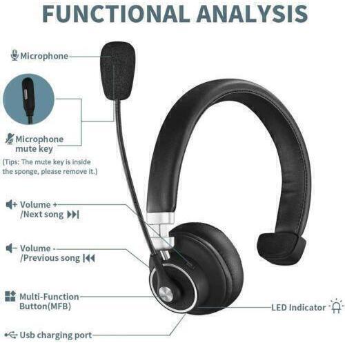 BH-M91 Bluetooth Wireless Headset, 35Hr Talk time, V5.0 Bluetooth Great for Zoom - Picture 3 of 7