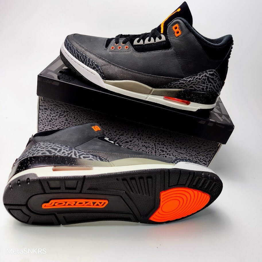 Air Jordan 3 US 13 Men's Black White Gray Orange Nike Retro Fear  CT8532 080 New thumbnail 10