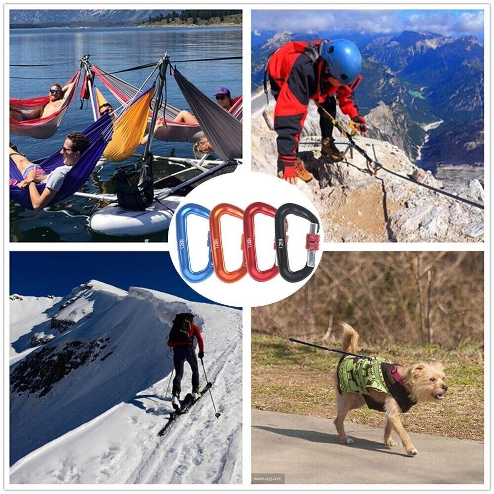 4 Pack 12KN Carabiner Clip Rock Climbing Carabiner Security Locking Carabiner