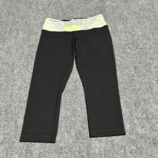 Lululemon Capri Leggings Women's 8 Black Green Polyester 26x20 Compression