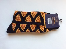 1 PAIR MEN'S FASHION NOVELTY PIZZA SOCKS  BLACK 10-13  NWT  COTTON