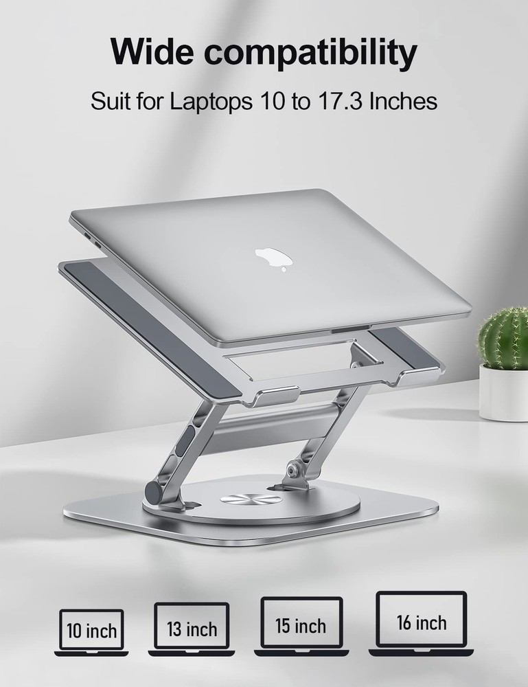 360° Rotating Aluminum Laptop Stand – Ergonomic Height-Adjustable Desk Riser for Comfortable Work  
