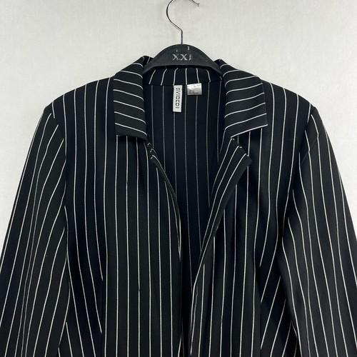 Divided by H&M Jacket Womens XS Black Striped Open Front Pockets Notched Lapel - Picture 6 of 11