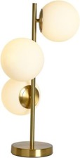 Globe Table Lamp 3-Light Gold Mid Century Table Lamp with Frosted White Glass G