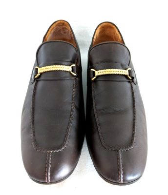 Men\'s 80’s Brown Leather Loafers Vintage 80s Mens Gucci Leather Brown Square Loafers Size 42  main image 3