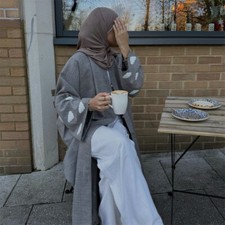 Muslim Women Embroidery Open Kimono Cardigan Dress Abaya Islamic Turkey Caftan