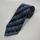 Turnbull & Asser Men's Green Blue Puzzle Argyle Silk Neck Tie $415