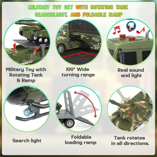 Military Combat Truck Helicopter Tank Toy Set Light & Sound Playset Kids Game - Picture 6 of 12