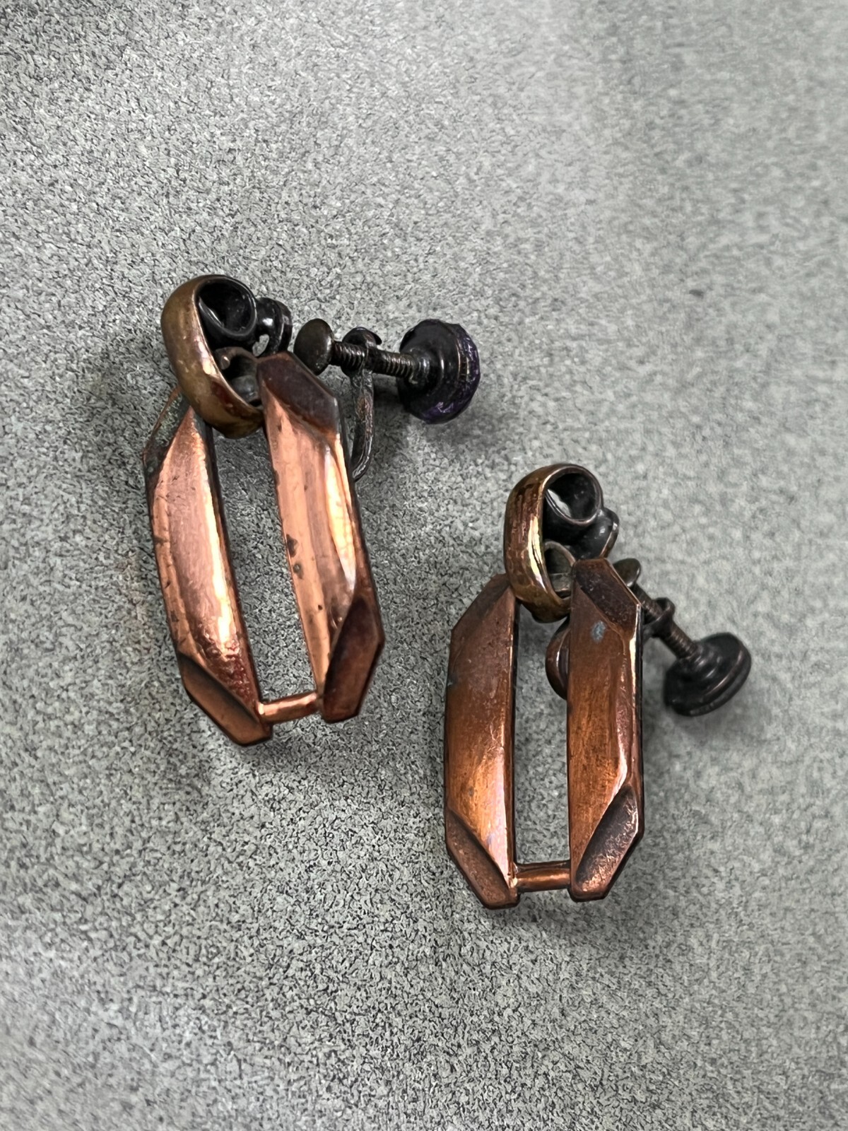 Vintage Solid Copper Rectangle w Open Center Slit… - image 2