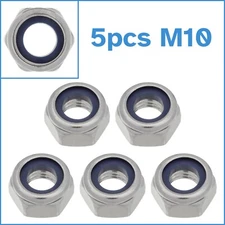5pcs M10 Stainless Steel Nylon Insert Lock Nut DIN985 Threaded Hex Fastener