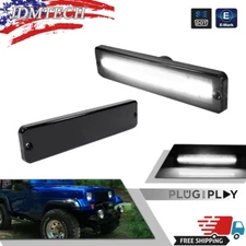 For 87-95 Jeep Wrangler YJ Smoked Lens Front Bumper Side Marker Lights White LED
