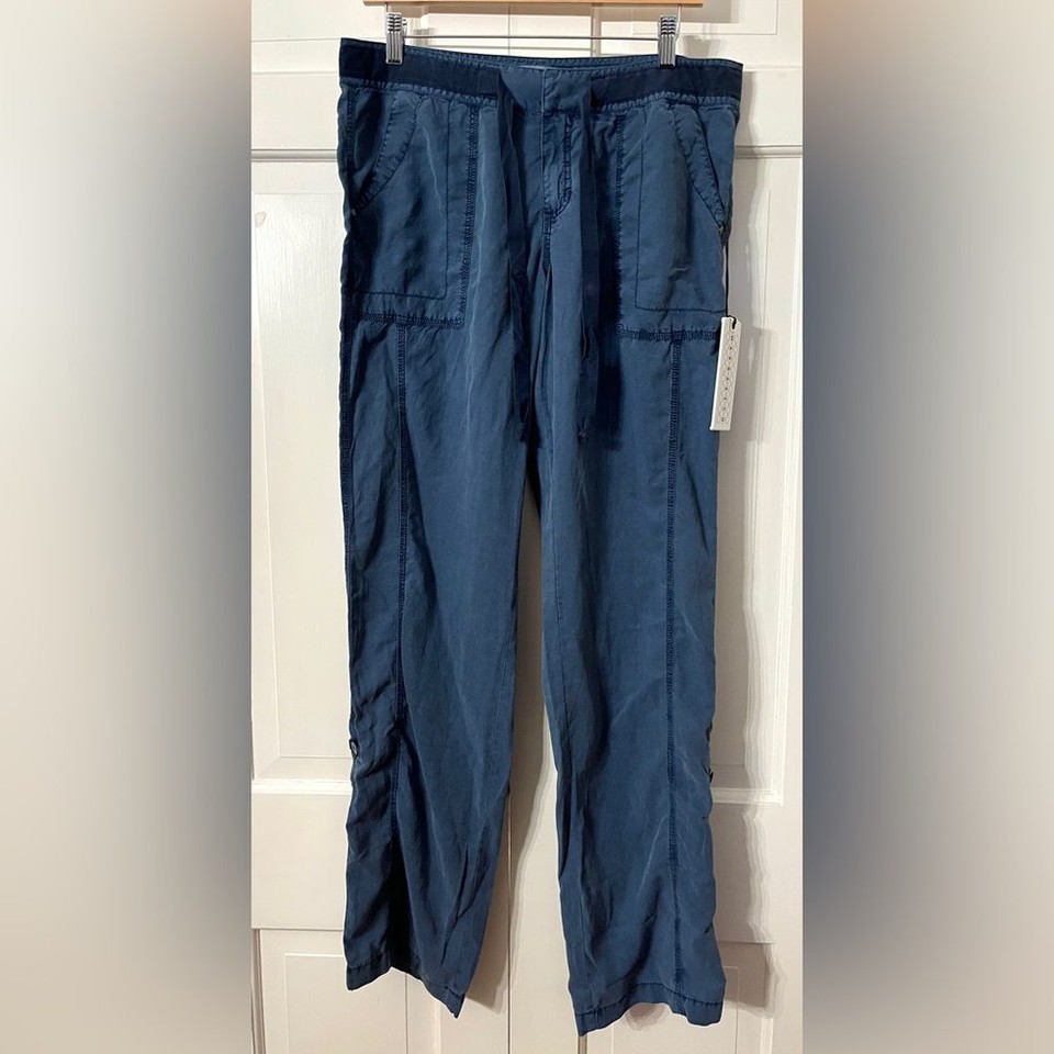 Anthropologie Marrakech Charlotte Tencel Linen Blend Pants Tab Roll Sz