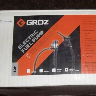 GROZ 45520 ELECTRIC FUEL GAS OIL PUMP 230V AV 50Hz/60Hz 10.5 GPM 3/4'' HOSE NEW