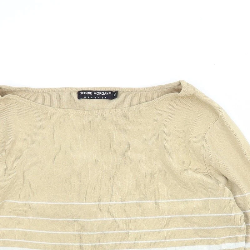 Suéter de viscosa marrón cuello redondo a rayas Debbie Morgan talla M Foto 4 de 4