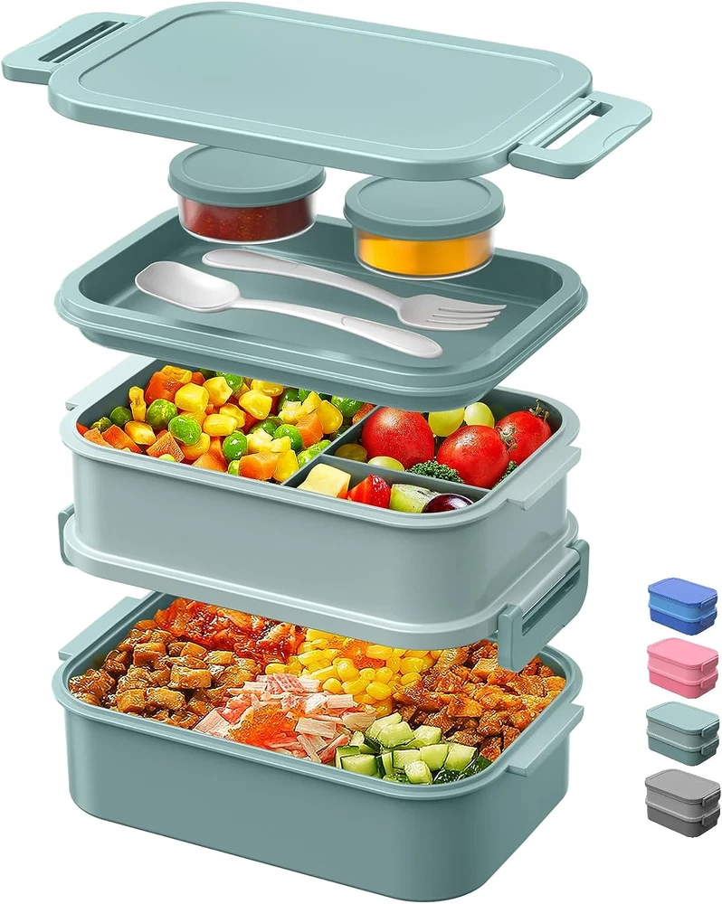 74OZ Stackable Bento Lunch Box for Adults - All-In-One Meal Prep Containers