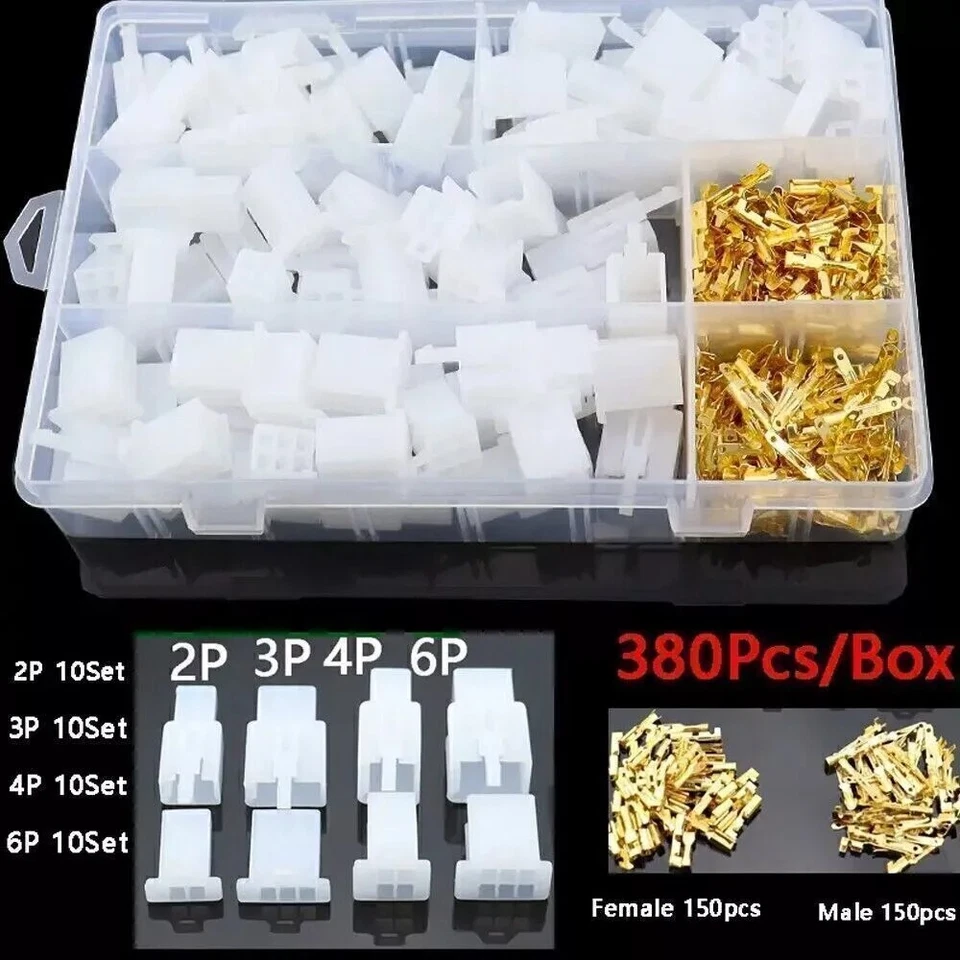 380PCS Motorcycle Electrical Connectors 2.8mm 2 3 4 6 Pin Wire Terminal & Pliers - Image 2 of 4