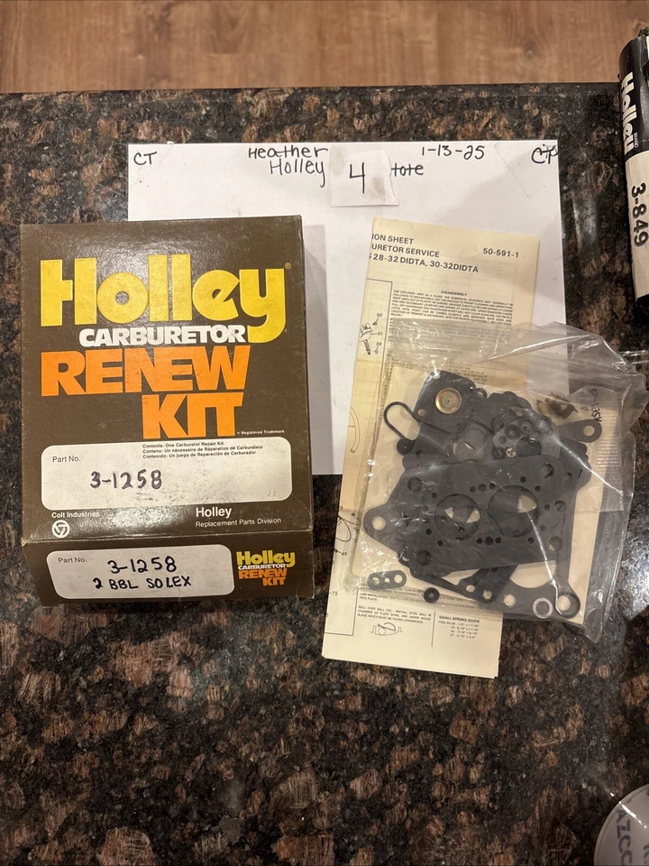 Kit de renovación Holley 3-1258 1980-84 Chrysler Mikuni Solex 28-32 DIDTA, 30-32 DIDTA Foto 2 de 2