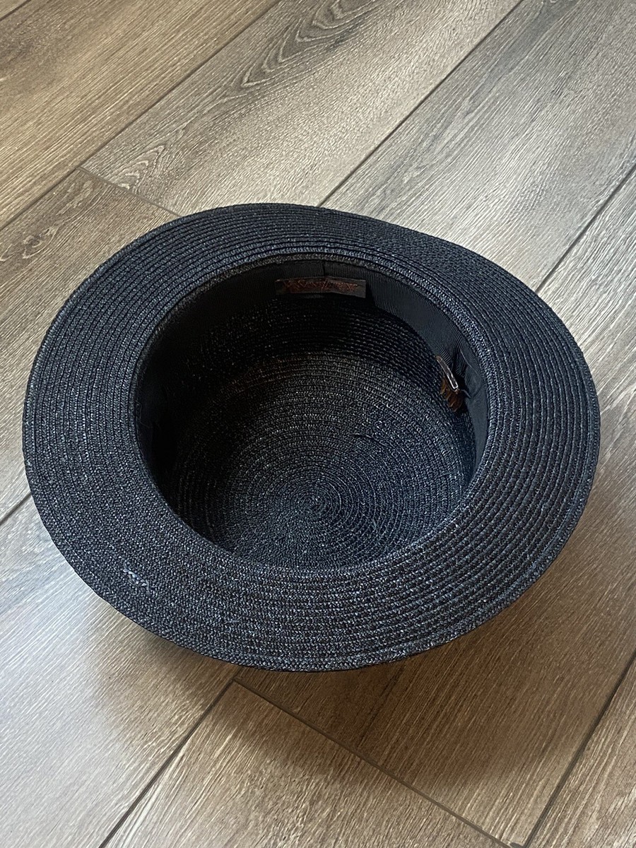 Vintage YSL Yves Saint Laurent Woven Straw Rattan Navy Blue  display picture 1
