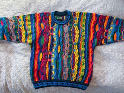 Vintage 3D Knit Coogi Style Sweater Mens S Size Made In
