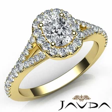 Halo U Pave Set Cushion Diamond Engagement Gold Ring GIA G Color VS1 Clarity 1Ct