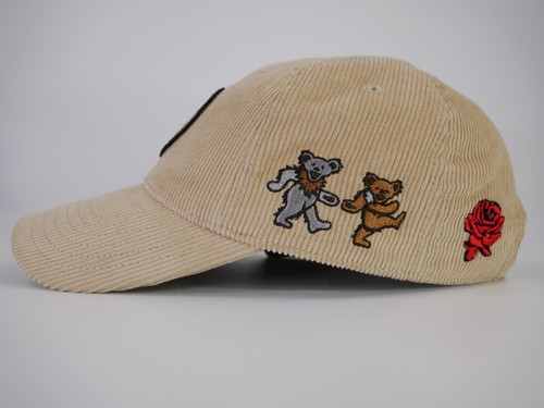 Grateful Dead Strapback Hat Corduroy Tan Brown Cream Stitched Deadhead SYF Cap - Picture 3 of 14