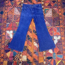 Vintage 70s Levis Orange Tab 684 Bell Bottom Blue Jeans 34x31