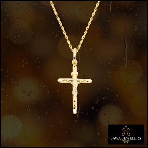 Colgante crucifijo cruz de Jesús religioso oro amarillo de 14 K para hombre y mujer - Imagen 9 de 19