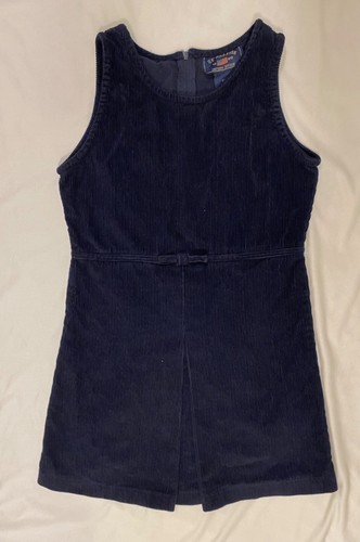 US Polo Assn. Girls TANK DRESS-Velvet Navy Blue Cotton-Zipper-Round Neck-Child 8 - Picture 1 of 7
