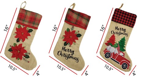 Calza natalizia personalizzata ricamata, calza Poinsettia, regalo natale - Foto 7 di 13