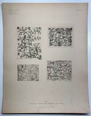 19th Century Decorative Art Ornament Lithograph Portfolio Print Germany 1877 #11