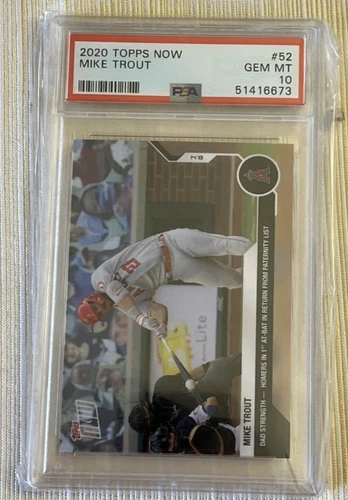 2020 Topps Now Baseball #52 Mike Trout PSA 10 GEM MT 10 Los Angeles Angels