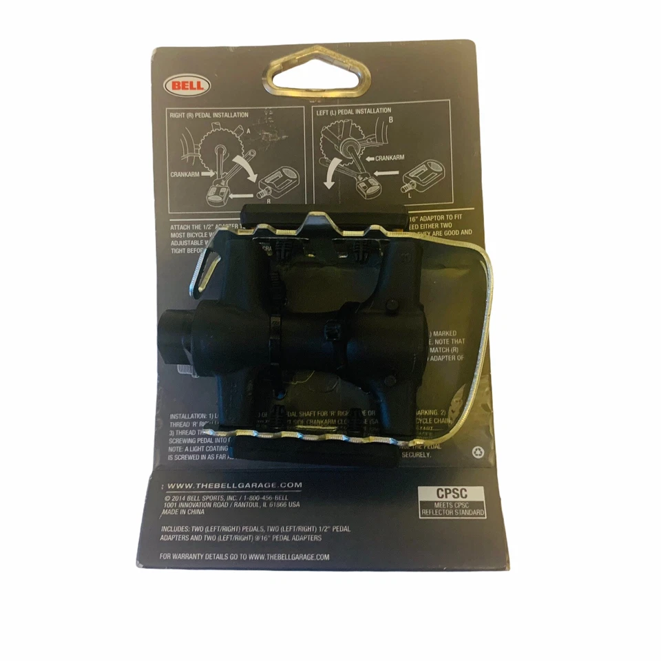 BELL KICKS 550 УНИВЕРСАЛЬНЫЙ МЕТАЛЛИЧЕСКИЙ ВЕЛОСИПЕД ПЕДАЛИ КОМПЛЕКТ ПОДХОДИТ ДЛЯ ВСЕХ 1/2 «9/16» РЕЗЬБЫ НОВЫЙ - Изображение 3 из 3