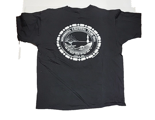 Vintage Minnesota Chippewa Tribal Black Double Sided Shirt Men's XL Made In USA - Picture 10 of 10