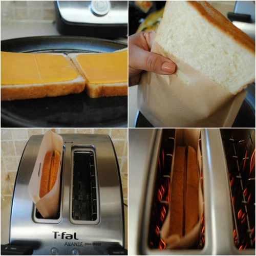 12 x Non-stick Toast Bag Toaster Bag Toasty Oven Sandwish Baking Pocket 17x19cm