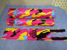 SE Bikes Camo Rainbow in Pink / Yellow / Blue / Black BMX 3 Piece Pad Set - New