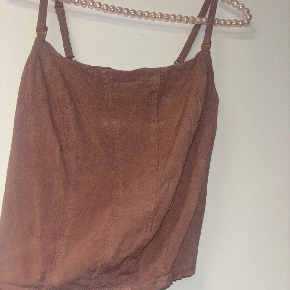 Camiseta sin mangas Free People talla pequeña bebé cami deshuesada años 70 croqueta academia corsé Foto 3 de 4