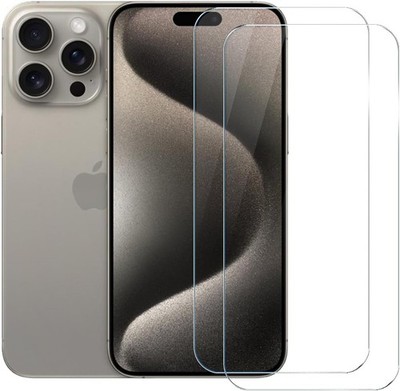 Clear Tempered Glass Film 9H Screen Protector for iPhone 15 Pro Max - 2-Pack