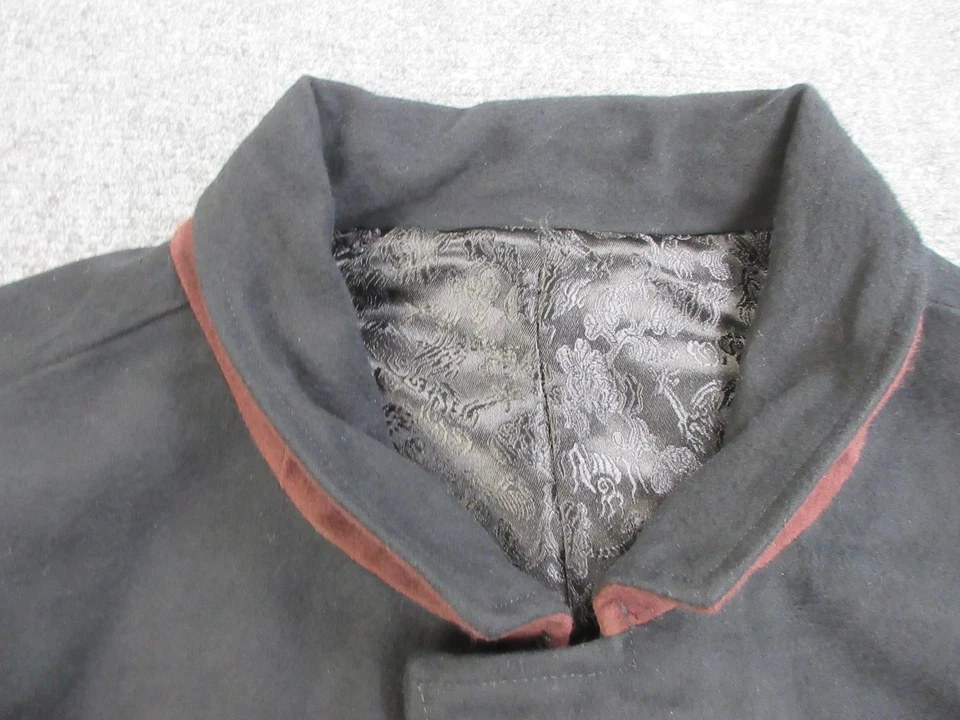 Chaqueta Betabrand Para Hombre 3XL Negra Mandarina Cuello Terciopelo Algodón Forrado Botones Foto 4 de 4