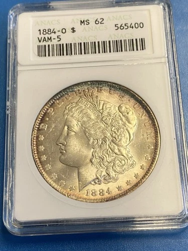 1884-O Morgan Dollar ANACS MS 62 VAM-5 Toned Old Holder