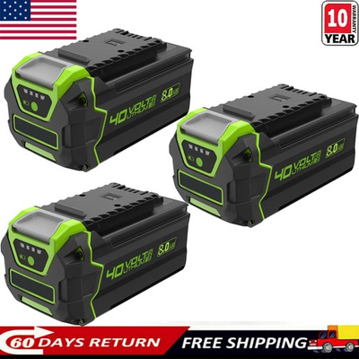 #ad 3pcs For Greenworks 29462 40V 8000mAh Battery Li ion Fit G MAX 29472 Chainsaw $133.98