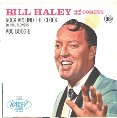 BILL HALEY/COMETS--PICTURE SLEVE + 45-(ROCK AROUND THE CLOCK)--PS-PIC-SLV