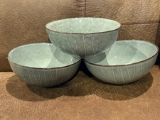 (3) PROJECT 62 * SOLENE SQUARE 6" Soup / Cereal GREY STONEWARE Bowl - SET OF 3