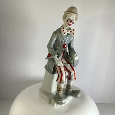 Vintage Original Artmark Clown Figurine Red Nose Spotted Bow Tie 9.5” H