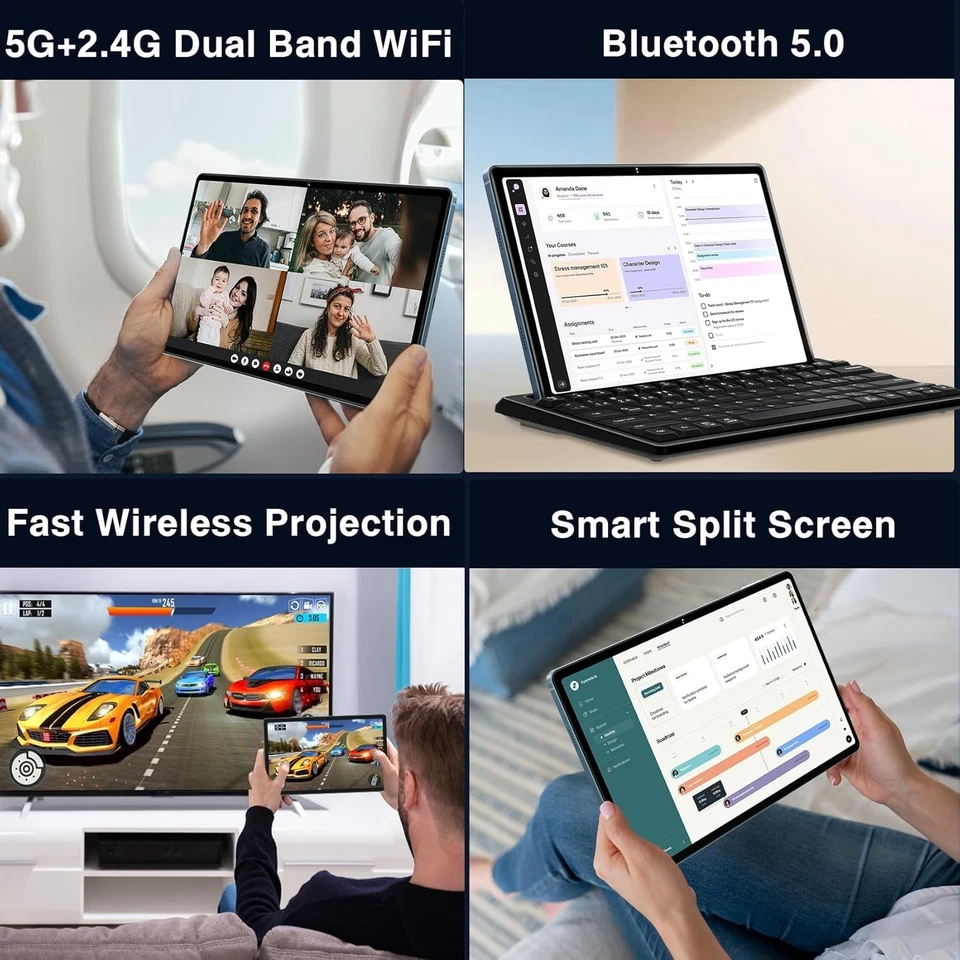 Tablet 11" Android 16GB+256GB(TF 1TB) 2K FHD Octa-Core 5MP+13MP+2MP 5G Wi-Fi Blu - Immagine 4 di 4